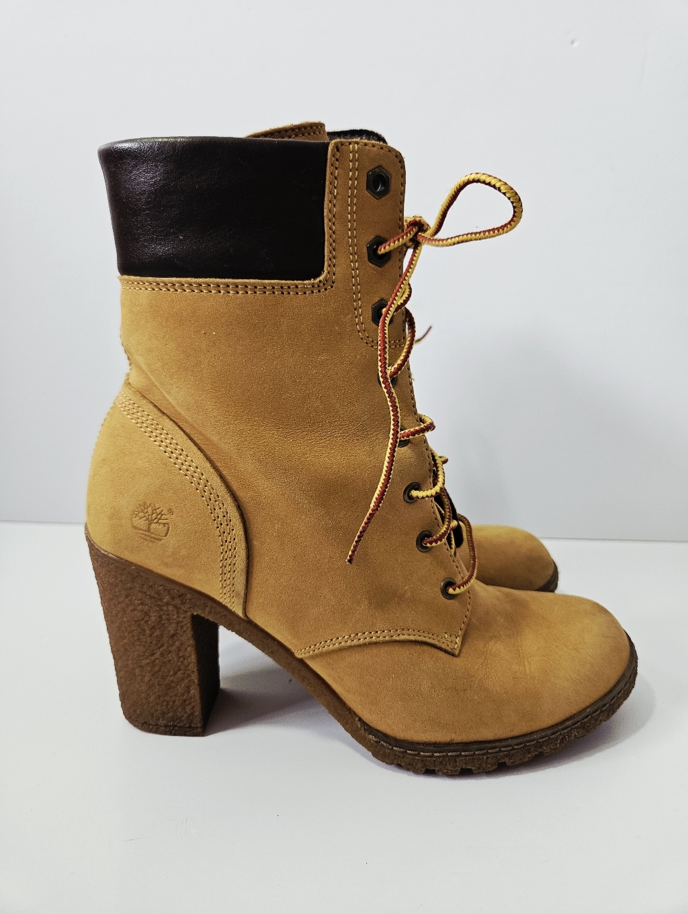 Timberland Earthkeepers Glancy Heeled Boots Size 8 Classic Yellow